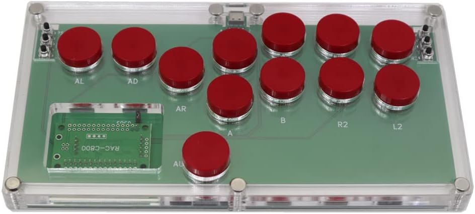 B1-MINI-PC-DIY 超薄型全ボタン アーケード ゲーム コントローラ PC USB ホットスワップ用 CHERRY MX DIY バージョン (赤)