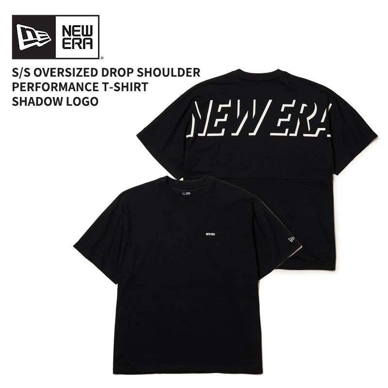 ニューエラ ユニセックス Tシャツ NEW ERA 半袖 オーバーサイズド ドロップショルダー パフォーマンス Tシャツ Shadow Logo ブラック 14410161