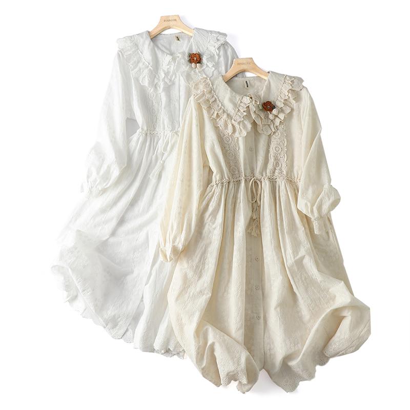 ワンピース 羽織り 長袖 体型カバー 着痩せ レディース 森ガール 可愛い 春服 夏服 大人 シャツワンピース