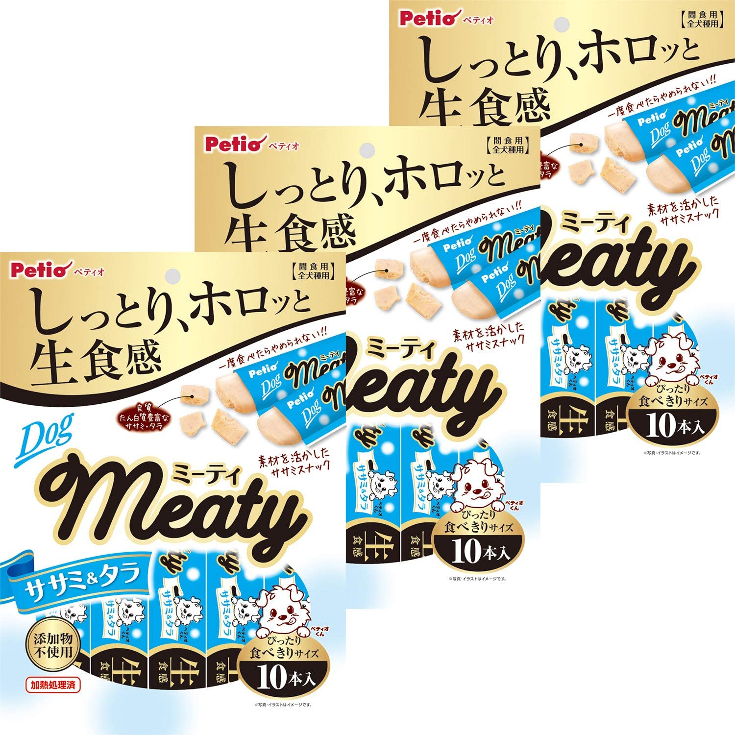ペティオ (Petio) 犬用おやつ Meaty ミーティ (無添加) ササミ&タラ 10個 (x