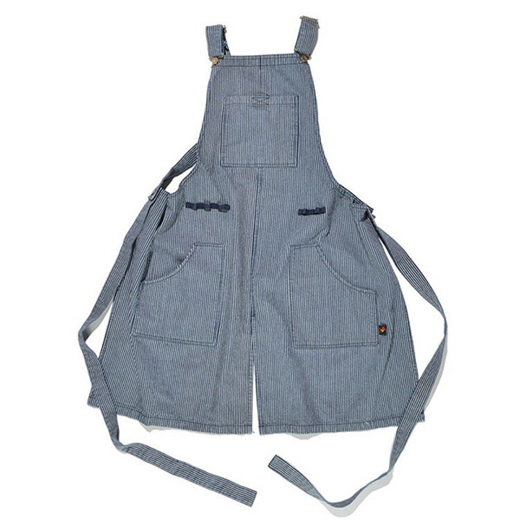 キャンプエプロン ヒッコリー FREE （幅79 広げた状態裾幅81着丈95 ストラップ含まず）cm #OCW-2003