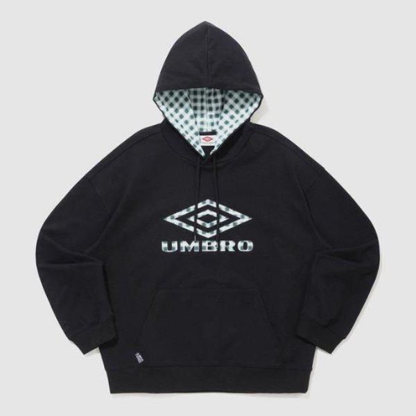 パーカー KQF UQ111CHD21-BLK HBL ブリティッシュカジュアルチェックフード付きTシャツ / BLACK