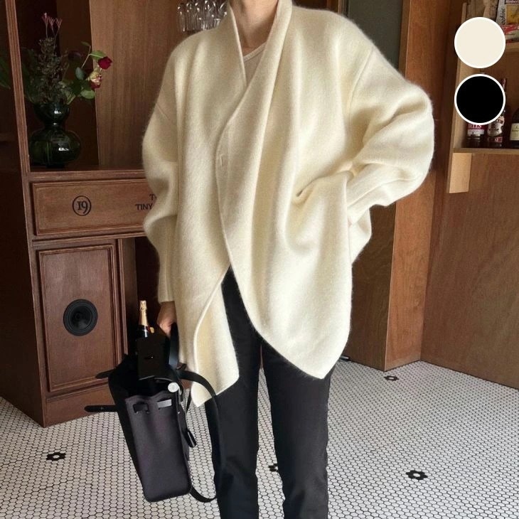 カーディガン ニット 上品 ドロップショルダー アウター キレイめ カジュアル シンプル トップス 秋冬 おすすめ レディース オシャレ トレンド 人気 プチプラ 韓国ファッション