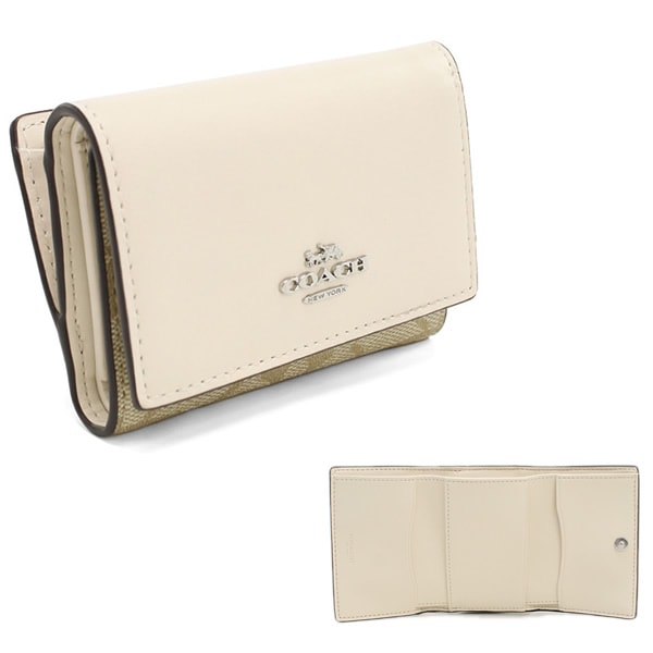 三つ折り財布 折り畳み CM761 ホワイト 三折財布小銭入付き レザー PVC レディース