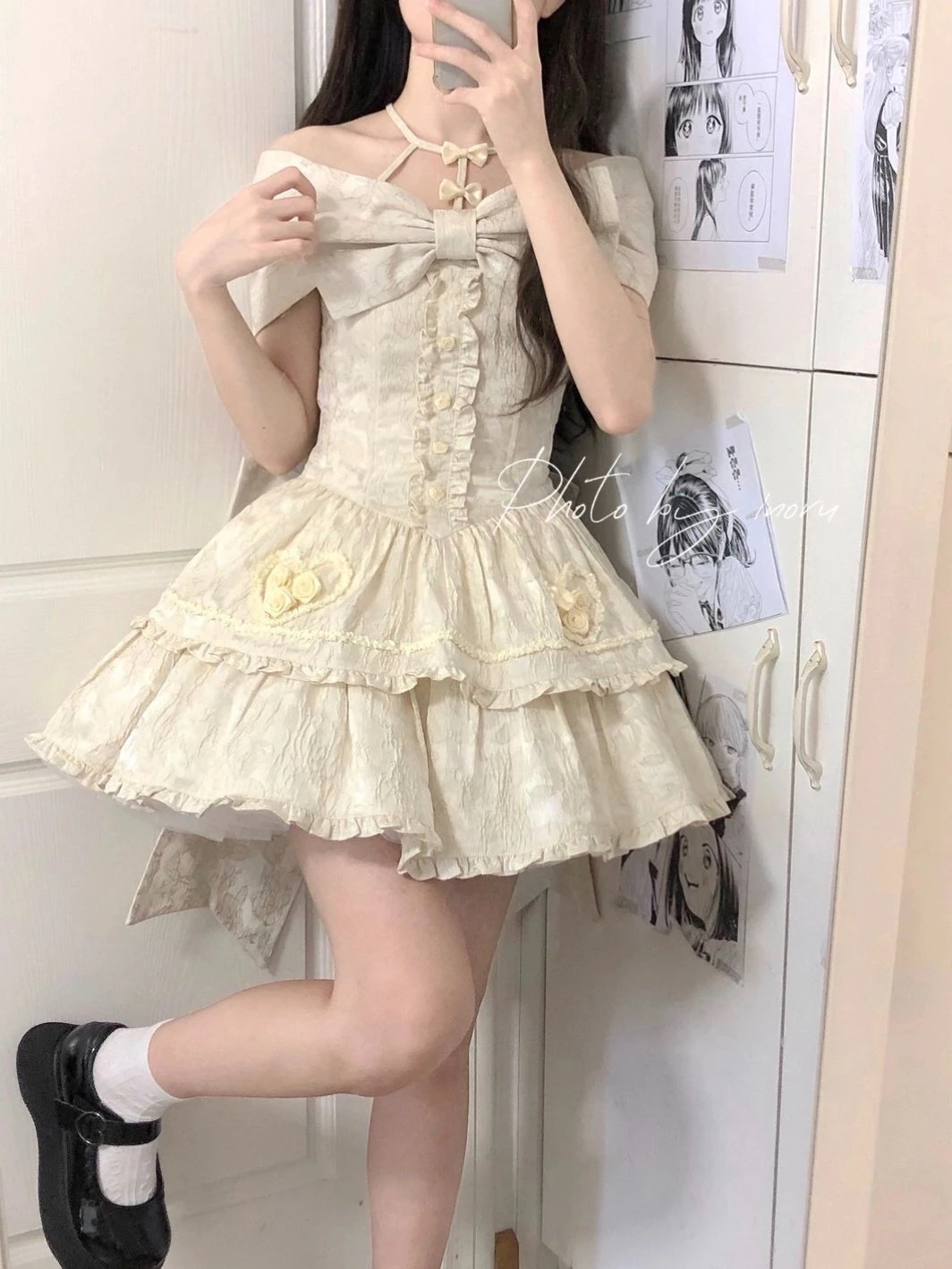 和服コスチュームコスチュームフランスのふわふわスカートロリータヤンキーフリル甘い弓のドレスイン