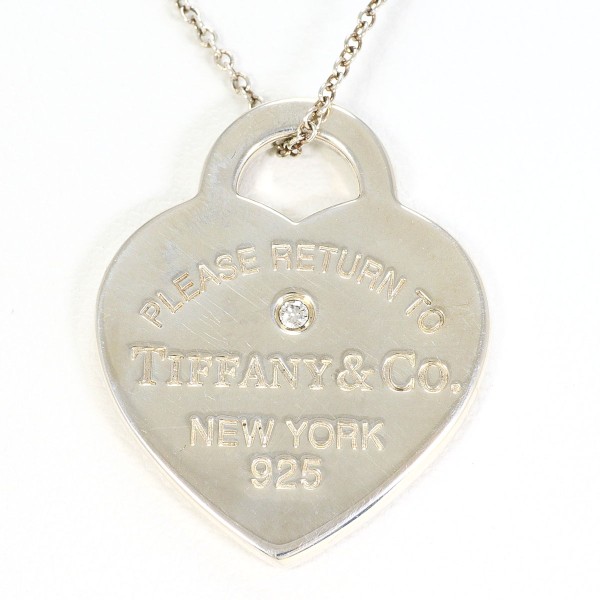 ティファニー リターントゥ ハート シルバー ネックレス ダイヤ 約45cm ジュエリー 中古