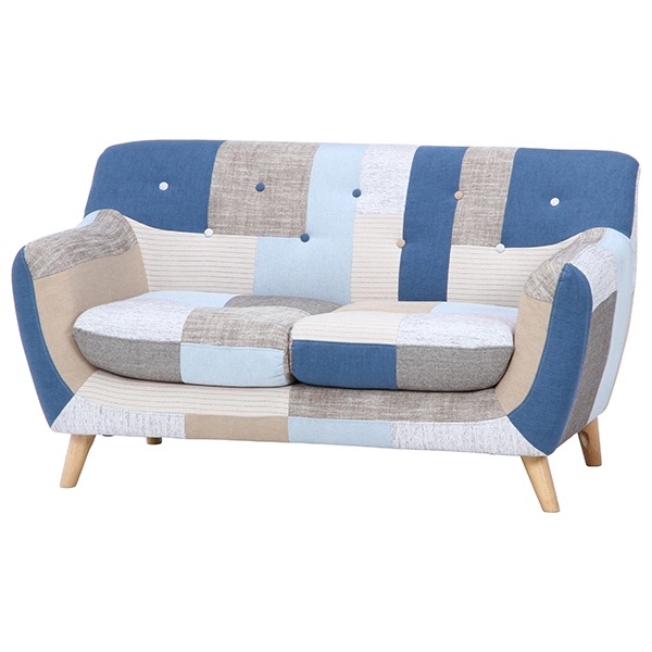 不二貿易 34096 パッチワークソファ ラビスタ 2p BL メーカー直送