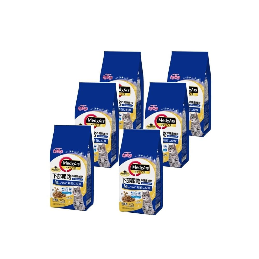 メディファス キャットフード 1歳から フィッシュ味 【下部尿路/ｐHコントロール/麻布大学共同開発/国産/アルミ小分け】 1.5kg(250g×6)ｘ6(ケース販売)