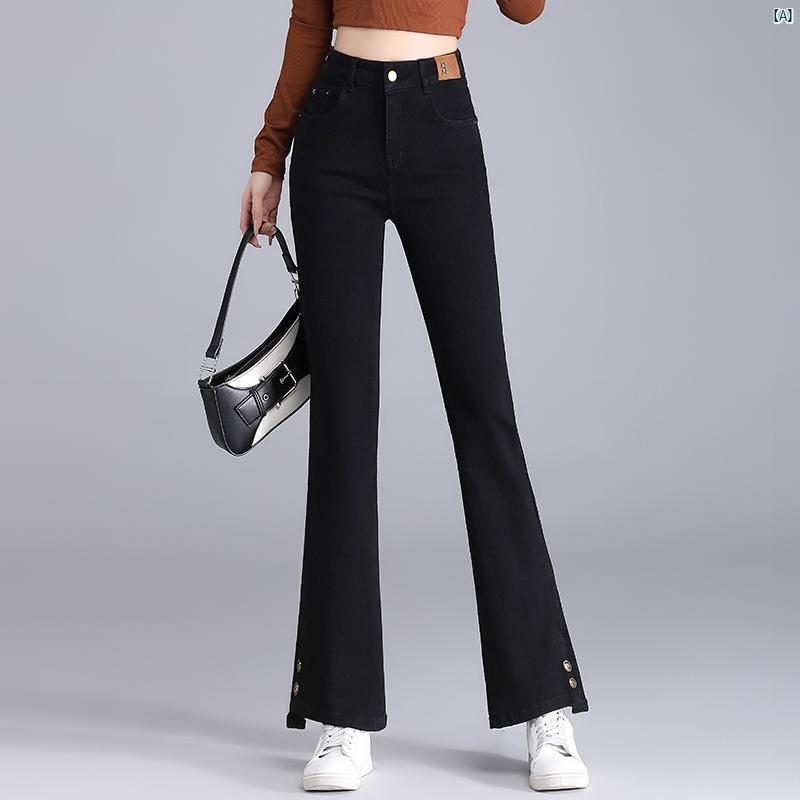 マイクロ ブーツ ジーンズ レディースパンツ 夏 ハイウエスト スリム ストレート レッグスリム 韓国 ストレッチ フレアパンツ