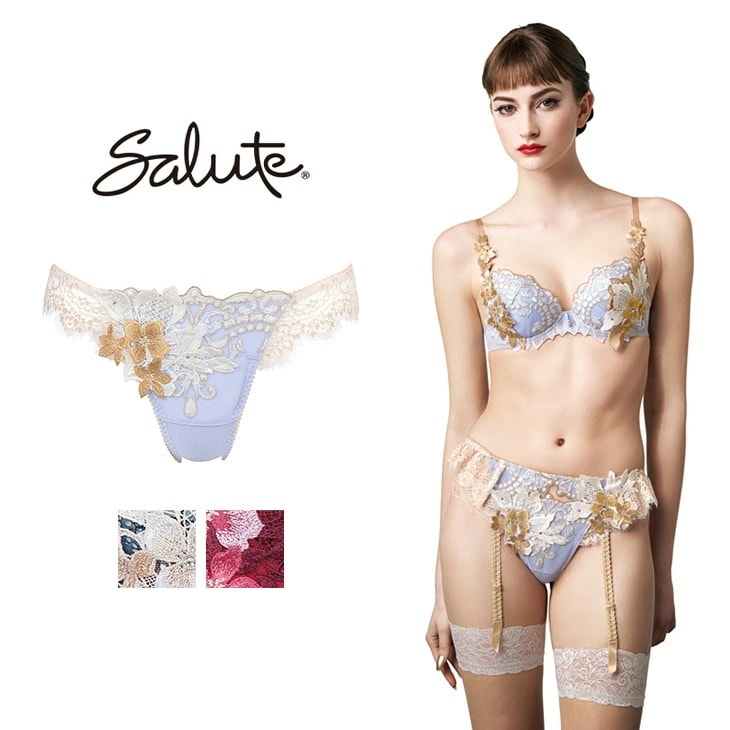 ワコール サルート Salute ショーツ パンツ ソング タンガ Tバック Tback 花柄 フラワー柄 下着 インナー 日本製 国産 02シリーズ PTJ402