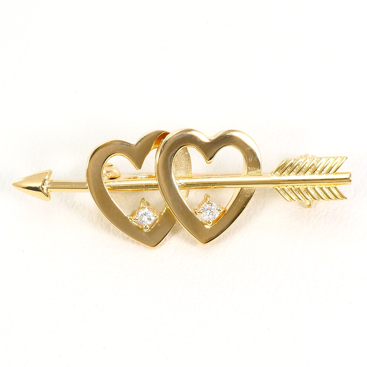 K18 18金 YG イエローゴールド ブローチ ダイヤモンド（ct刻印なし） 総重量約3.3g 中古