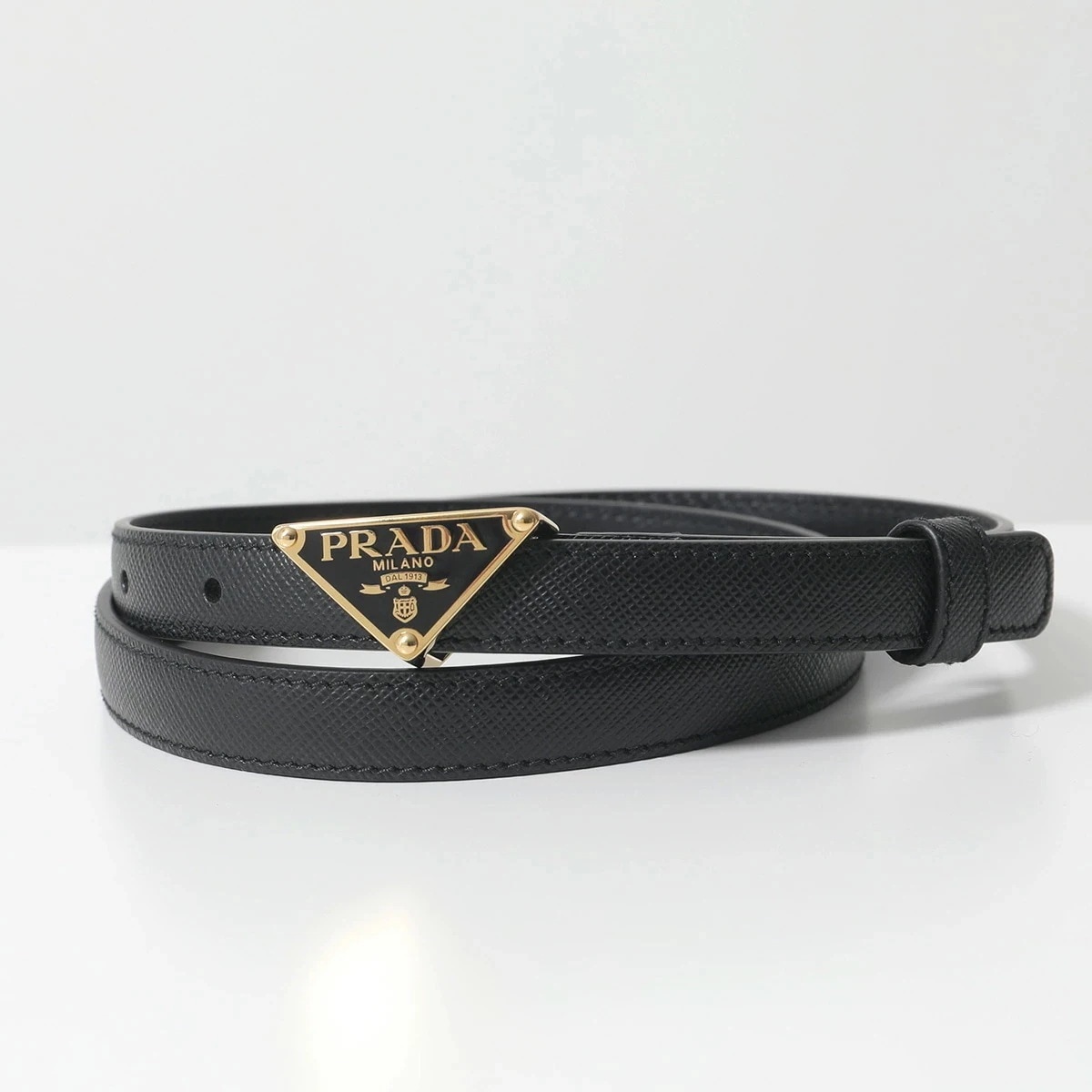 PRADA プラダ ナローベルト 1CC621 053 レディース サフィアーノレザー トライアングルロゴ F0002/NERO 1CC621_053_F0002