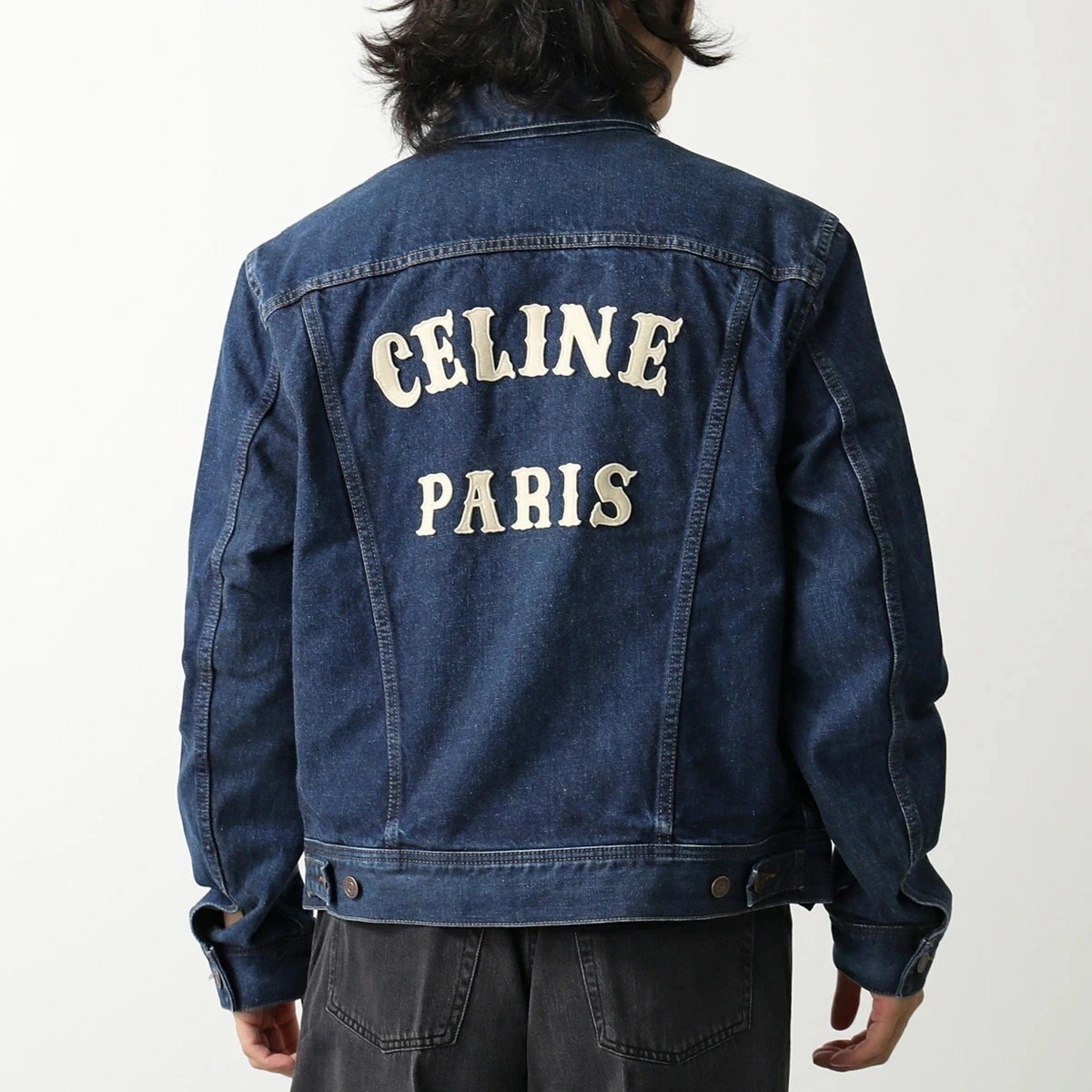 CELINE セリーヌ デニムジャケット RV0DX789D.CBF8 メンズ トラッカージャケット ロイヤルインディゴ ウォッシュ ジージャン デニムブルー
