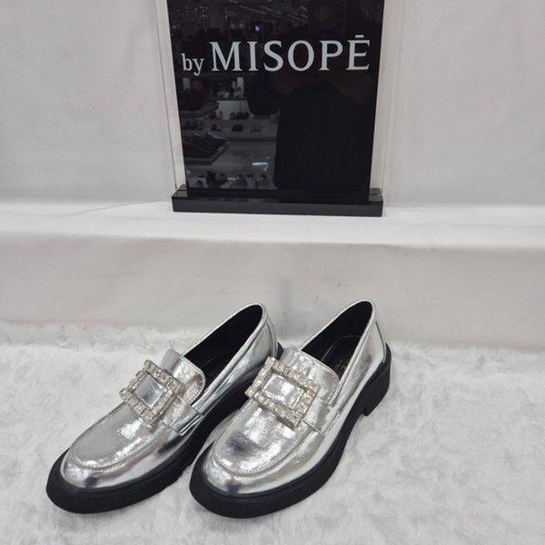 By 女性用宝石装飾ポイントローファー 112HT419SH009 SILVER 4 JJ