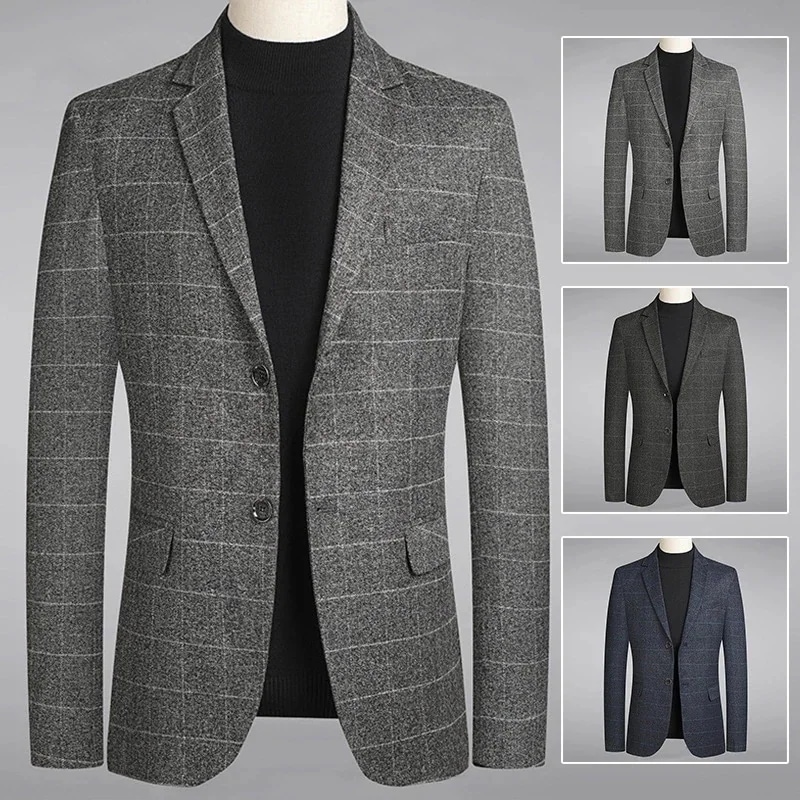 テーラードジャケット メンズ ブレザー 切り替え チェック柄 スーツ 長袖ビジネススーツ 紳士用 通勤