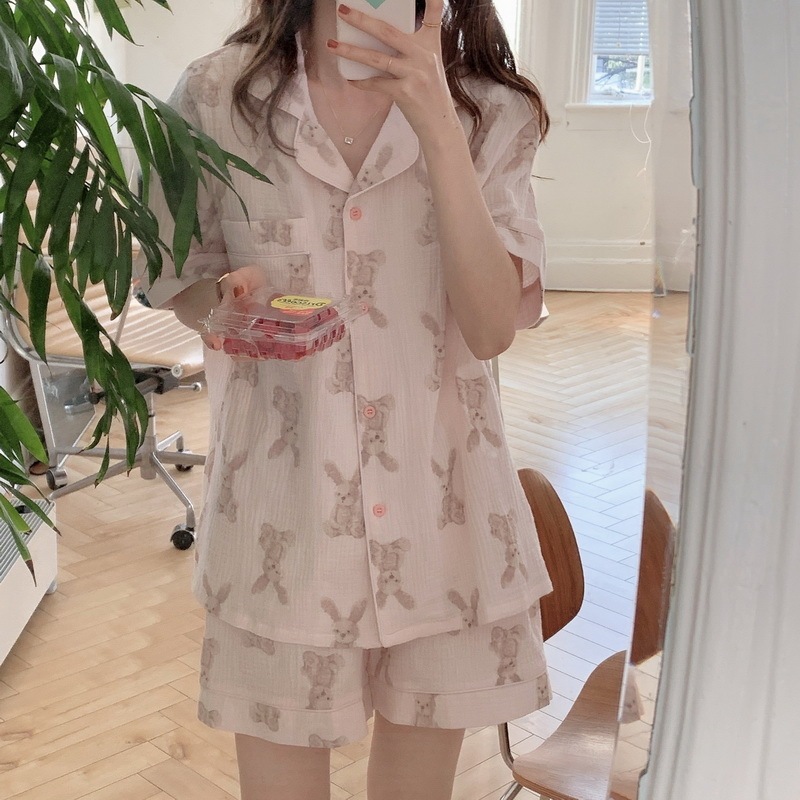 セットアップ ルームウェア パジャマ 部屋着 寝巻き ナイトウェア ショート丈 半袖 上下セット かわいい シンプル 大人 おしゃれ ラブリー 柄 春 夏 秋 レディース お泊まり 普段使い 韓国