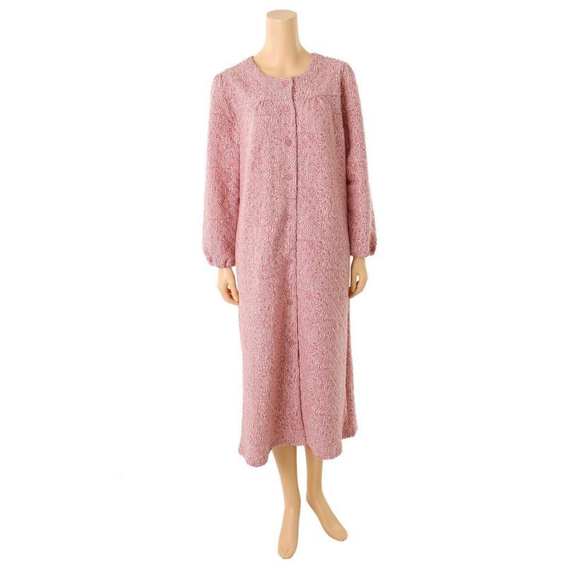 三重ガーゼ（キルティング生地）でほこりの心配なくすっきり着用できます！ジャカード三重ガーゼ女性ホームウェア兼ワンピースパジャマ（WGN5077W）