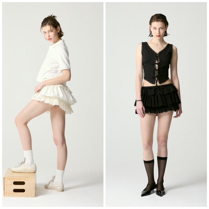 ミニスカート GLOWNY LULU RUFFLE MINI SKIRT 5BJH1079 Glowny - Lulu Ruffle Mini Skirt | HBX - Globally Curated