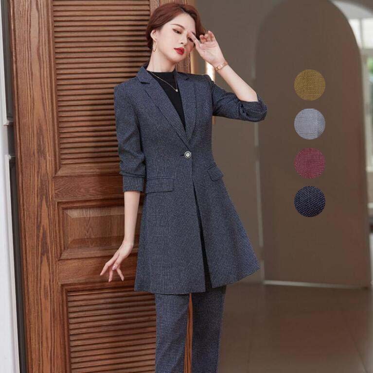 パンツスーツ キレイめ レディーススーツ ロングジャケット+パンツ セットアップ 2点セット ビジネス 秋冬 入学式 卒業式 結婚式 通勤 30代40代 ママ カジュアル セレモニースーツ 一つボダン