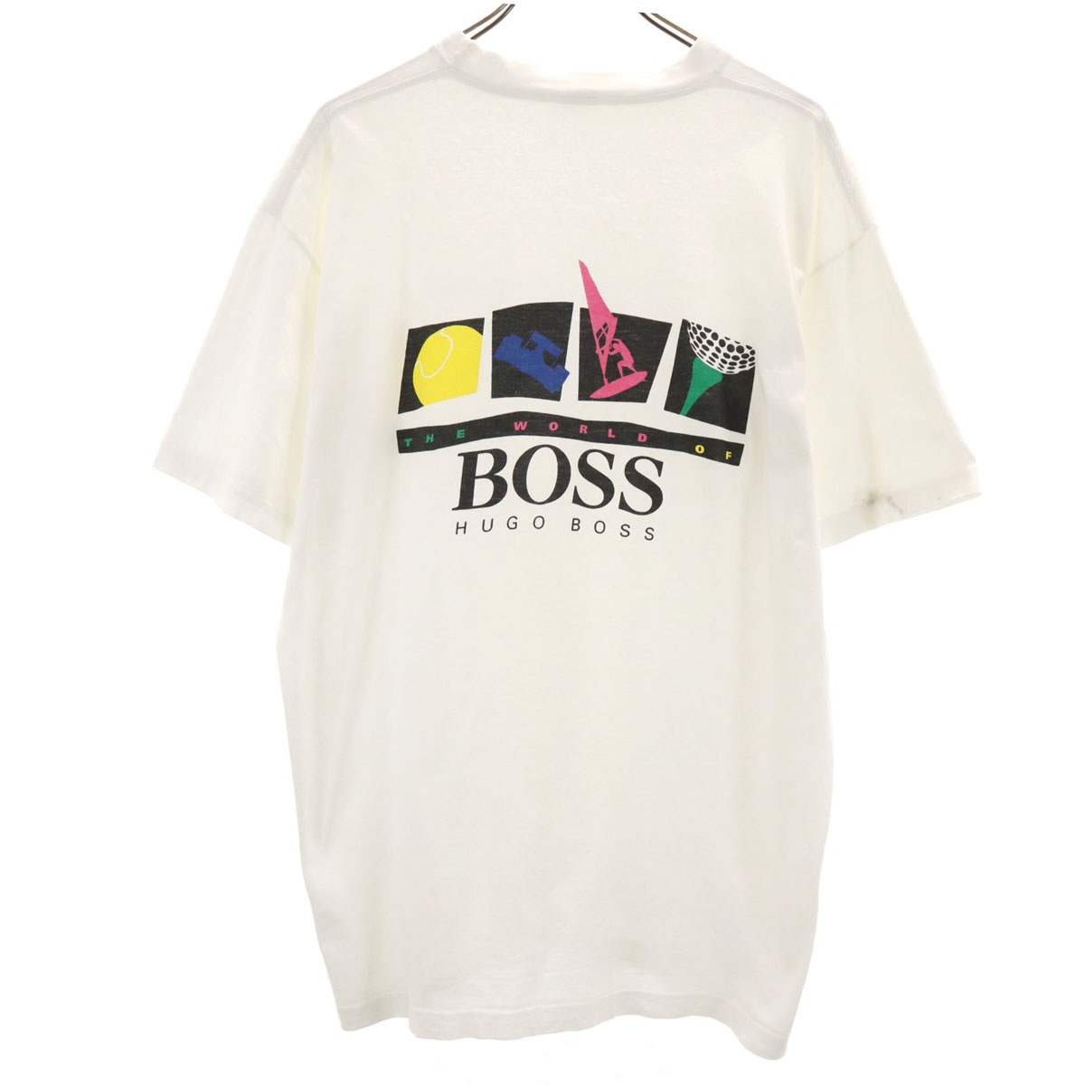 BOSS HUGO BOSS ボスヒューゴボス オールド バックロゴ 半袖 Tシャツ ホワイト メンズ 古着