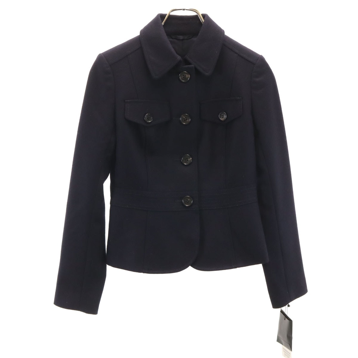 未使用 BURBERRY LONDON バーバリーロンドン 日本製 ウールジャケット 36 ネイビー 三陽商会 レディース 古着