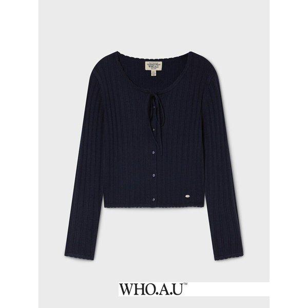 W.H.O Skashi Ribbon Cardigan(NAVY)-WHCKG2443F_IC