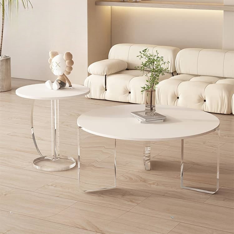 ローテーブル 白 丸 かわいい おしゃれ 丸テーブル セラミック アクリル 2個セット 単品 直径50cm 高さ48cm 直径70cm 高さ36cm 直径80cm 高さ36cm 一人暮らし