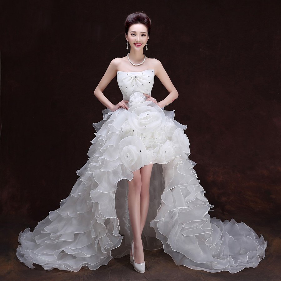 ウェディングドレス 安い トレーンドレス 前ミニ ウエディングドレス 二次会 エンパイア 花嫁 パー 9,112円