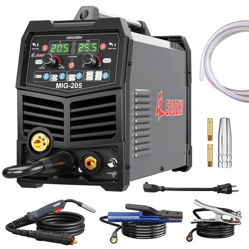 GZ GUOZHI 溶接機 半自動 100v 200V 兼用 205A アルミ溶接機 TIG溶接機 MMA/アーク溶接 ガス&ノンガス スプールガン溶接機 ワイヤー溶接 1台7役 多機能MIG溶接機