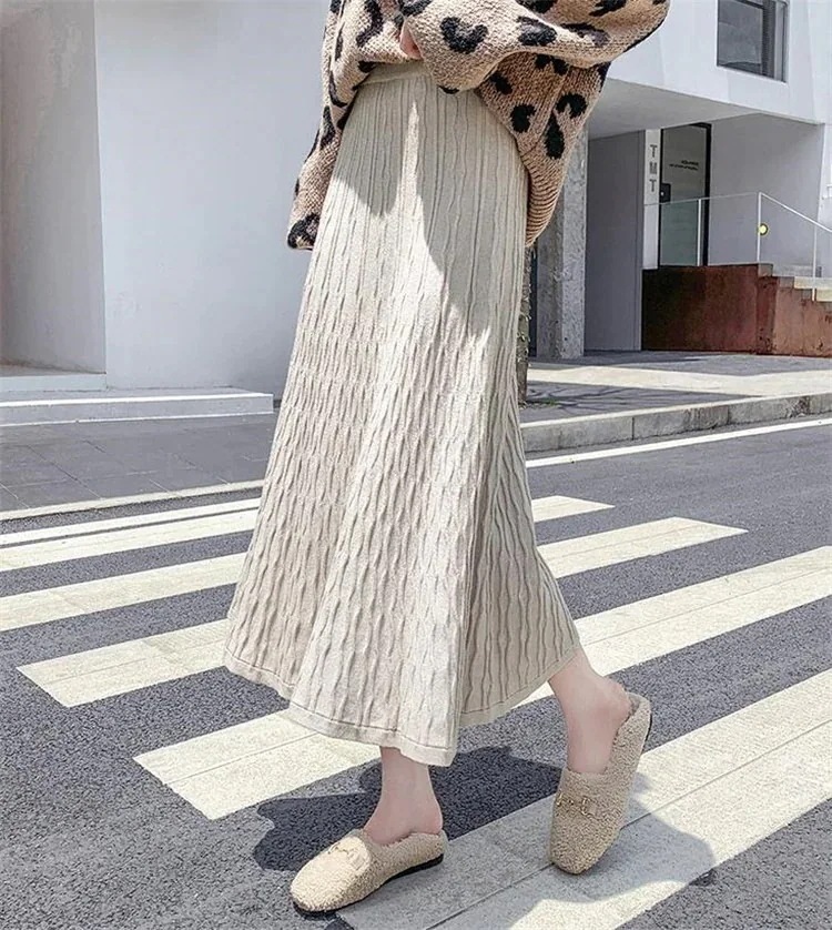 韓国の人気爆発 韓国ファッション ニット スカート レトロ ハイウエスト スリム 百掛け エレガ 5,198円