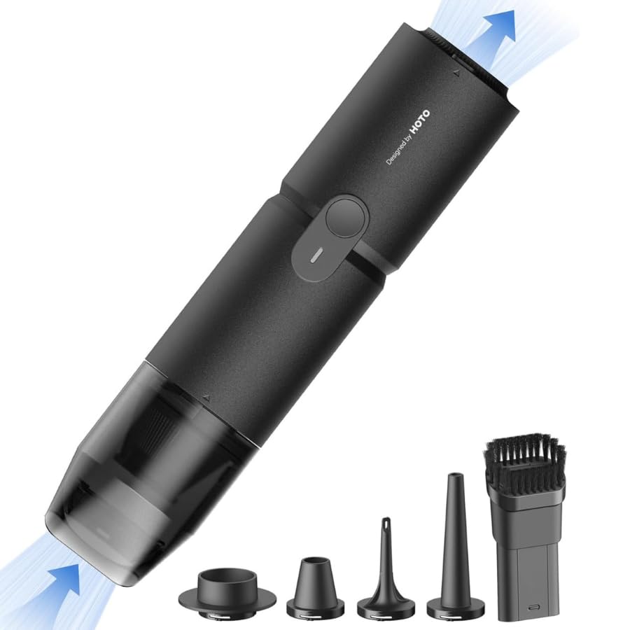 HOTO 4WAY小型エアクリーナー バキューム ブロー 一台二役 15000Pa 強力吸引力 ハンディクリーナー 掃除機 22m/s高速エアブロー 500L/minインフレーター コンパクト 長持ち