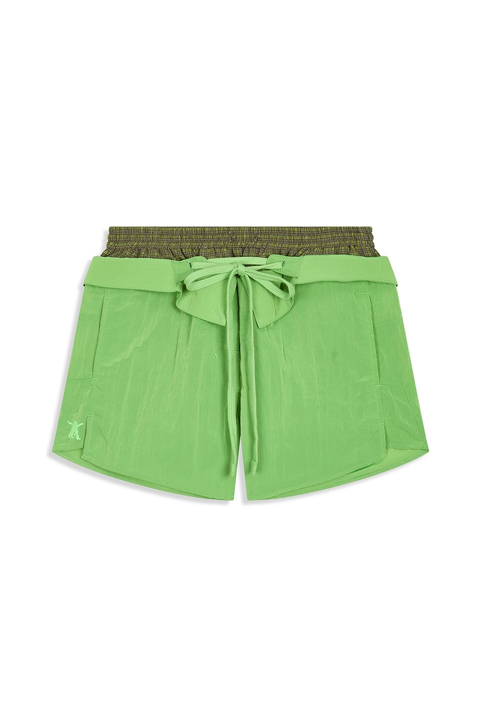 【OPEN Yy】 26SS COLOR BLOCK LAYERED SHORTS : LIME GREEN