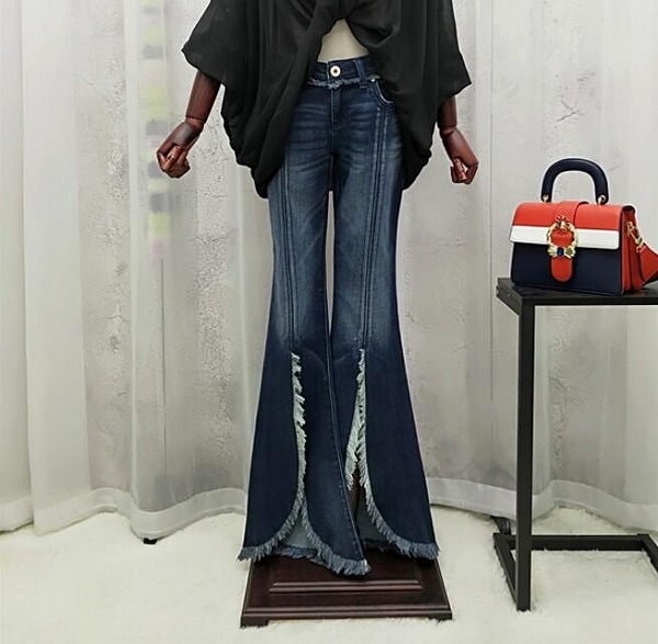 デニムパンツ 女性 大きいサイズ パンツ タッセル ビッグホーンパンツ レディースパンツ 美人