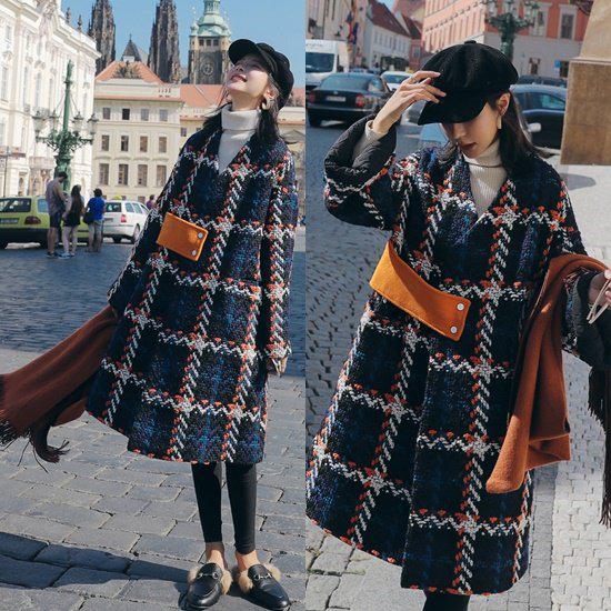 ロングコート レディース チェック柄 レトロ ツイード アウター 秋冬 テーラード ロングジャケット 暖かい ゆったり 裏地 キルティング フェミニン ガーリー おしゃれ オトナ女子 きれいめ カジュ