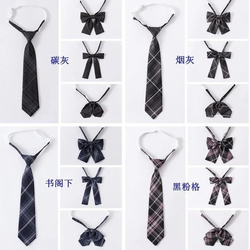 韓国 Jk制服チェックスカート飾り黒系黒ピンク/カーボングレー/すす/本閣下ネクタイネクタイ新-4-519