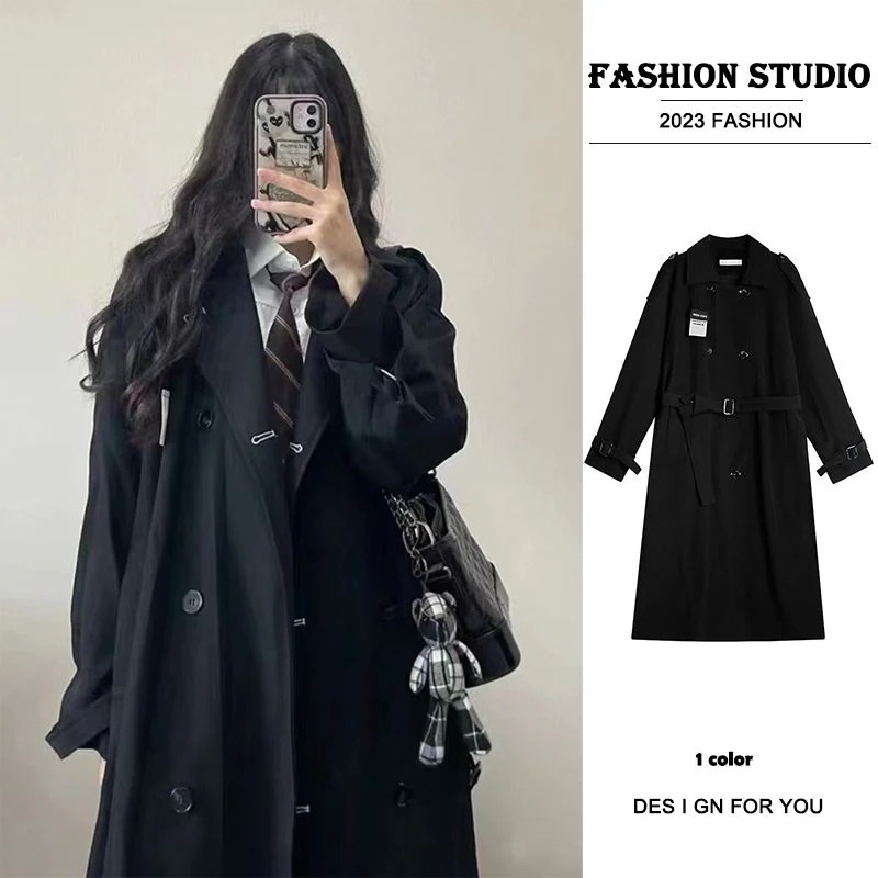 チェスターコート ジャケット春トレンチコート高級感JK黒トレンチコート女子丈2023新作フレンチコートです