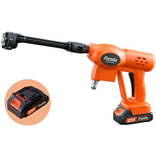 ファミリーライフ ファミラ 充電式コードレス3Way高圧洗浄機ストロング11点セット+予備バッテリー(04316) メーカー直送