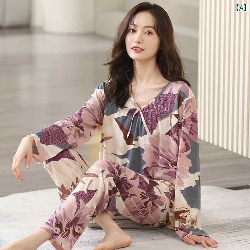 ルームウェア 部屋着 レディース 長袖 婦人 ミセス 高齢者 春夏 パジャマ モーダル コットン 薄手 パンツ ママ プルオーバー 大きいサイズ ホーム 服