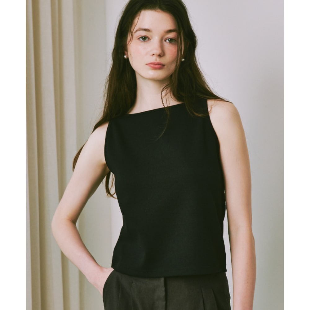 RONRON 5/19 配送 BOATNECK SLEEVELESS BLACK