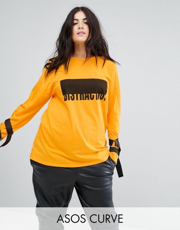 ASOS エイソス レディース 大きめサイズ ゆったりサイズ 送料無料 Marigold CURVE Top with Long Sleeves & D-Ring Tie Detail with D