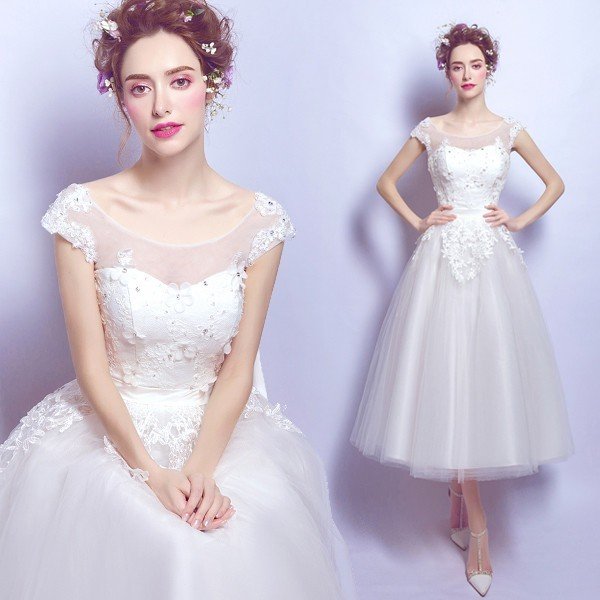 最新最全の 白 カラードレス ミモレ丈 ウェディングドレス ウエディングドレス コ 結婚式 ドレス 二次会 花嫁 ドレス