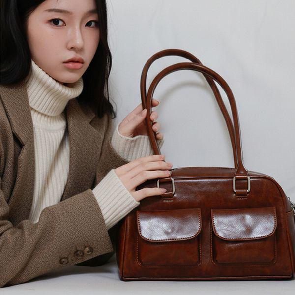 女性ヴィンテージツーポケットデイリーショルダーバッグ4color_P417276625