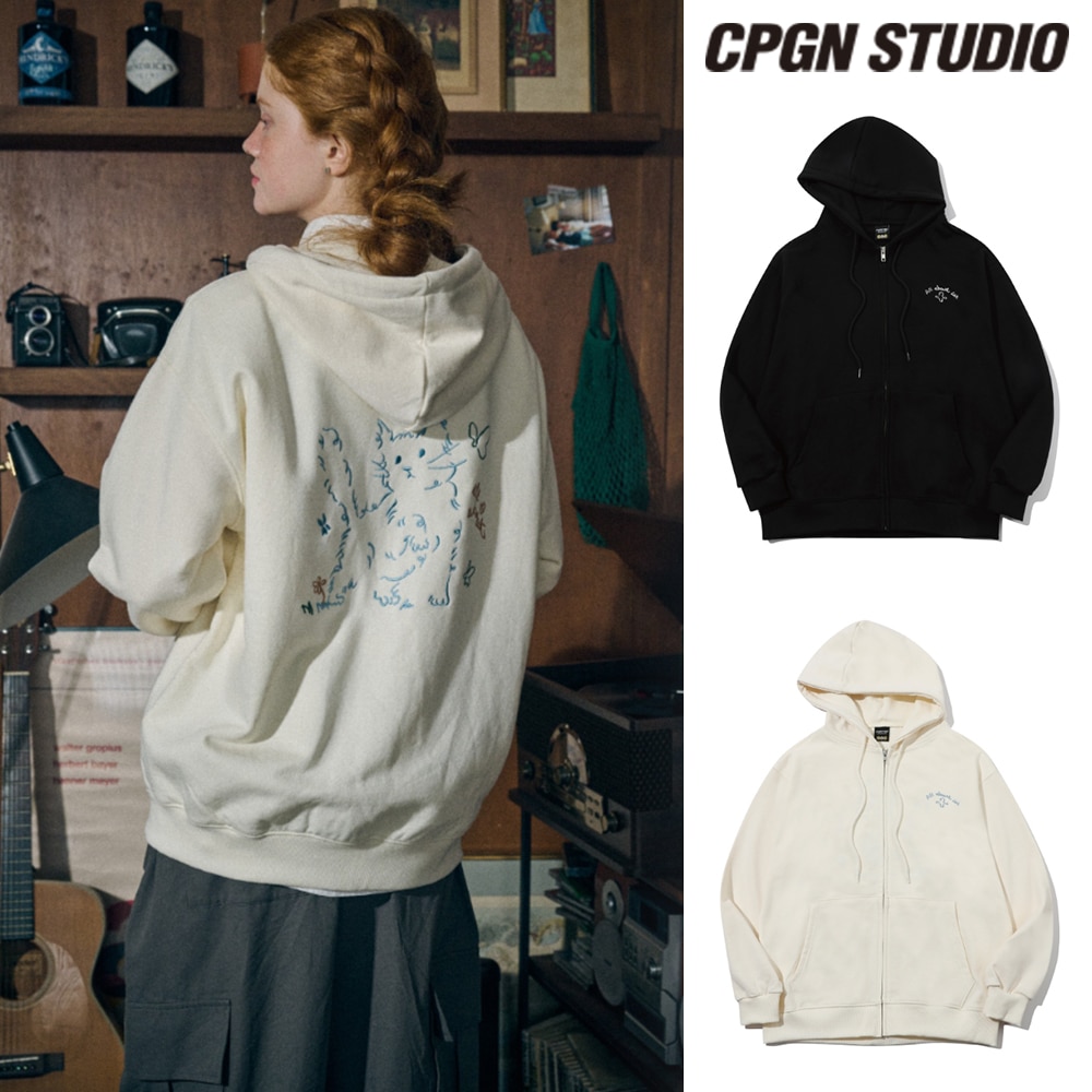 【CPGN STUDIO】 About Love CAT embroidery hood zip-up
