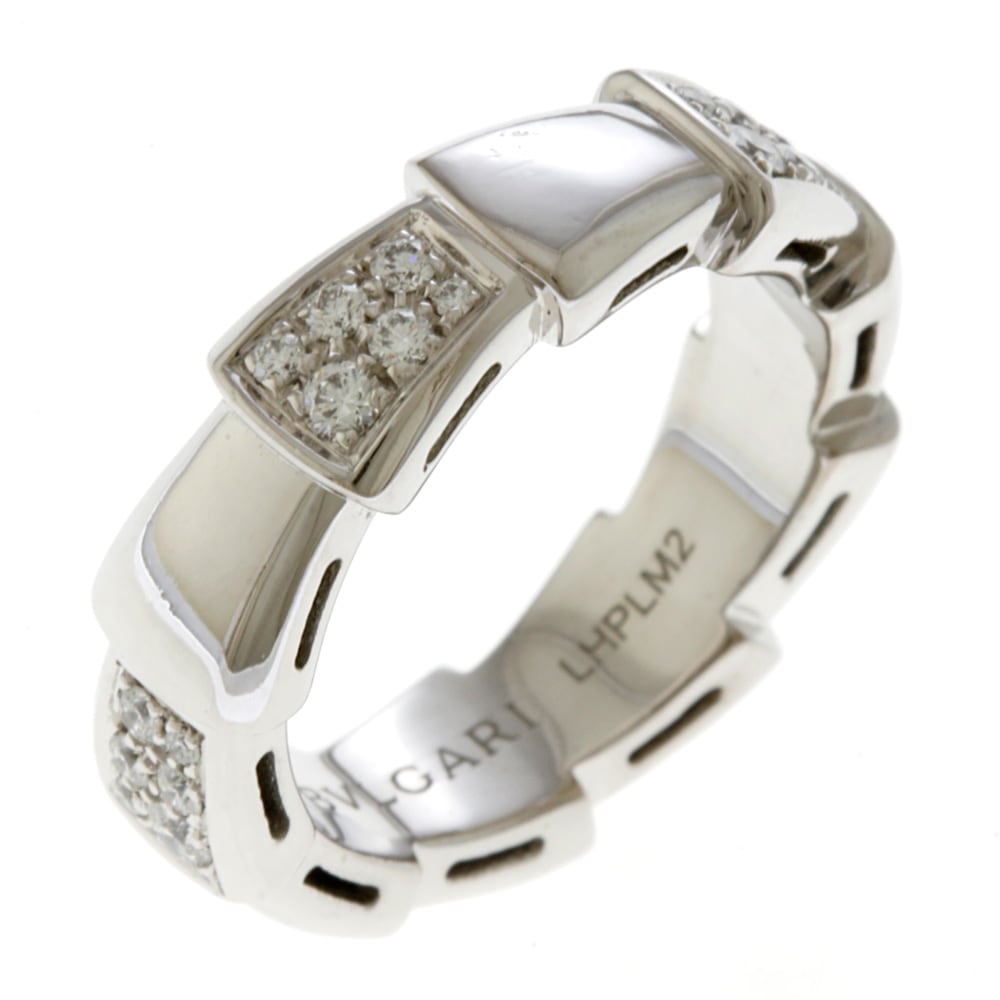 ブルガリ セルペンティ ヴァイパー リング 指輪 9号 18金 K18ホワイトゴールド ダイヤモンド BVLGARI 中古 美品指輪