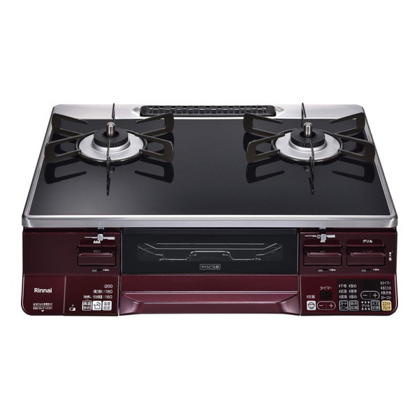 ガスコンロ プロパンガス 2口 左強火力 59cm ココットプレート付属 RTS65AWK1RGA-AL-LP ブラック/レッド ラクシエ 41,969円