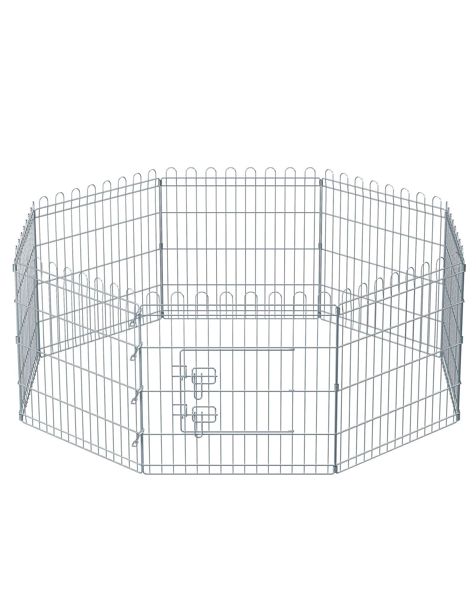FEANDREA ペットサークル 小型犬 ワイヤーサークル 折り畳み式 カタチ変更可 8枚パネル 室内外兼用 組立簡単 ドア付 犬ケージ ペットフェンス PPK001W01