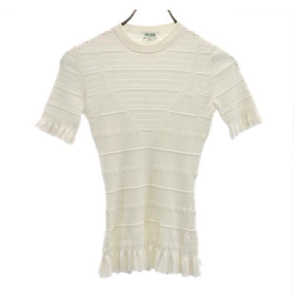 半袖 カットソー XS ホワイト系 ニット レディース