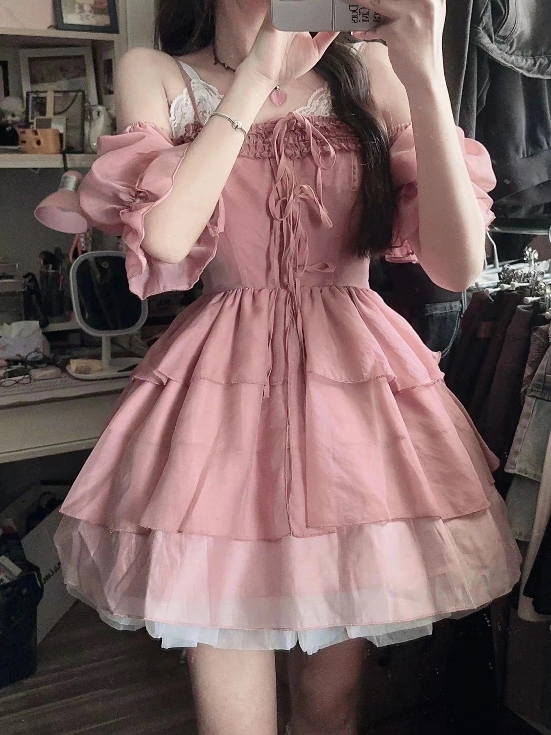 ロリータドレス 2024 春夏 新作 可愛らしい キャミワンピース 百掛け JSK