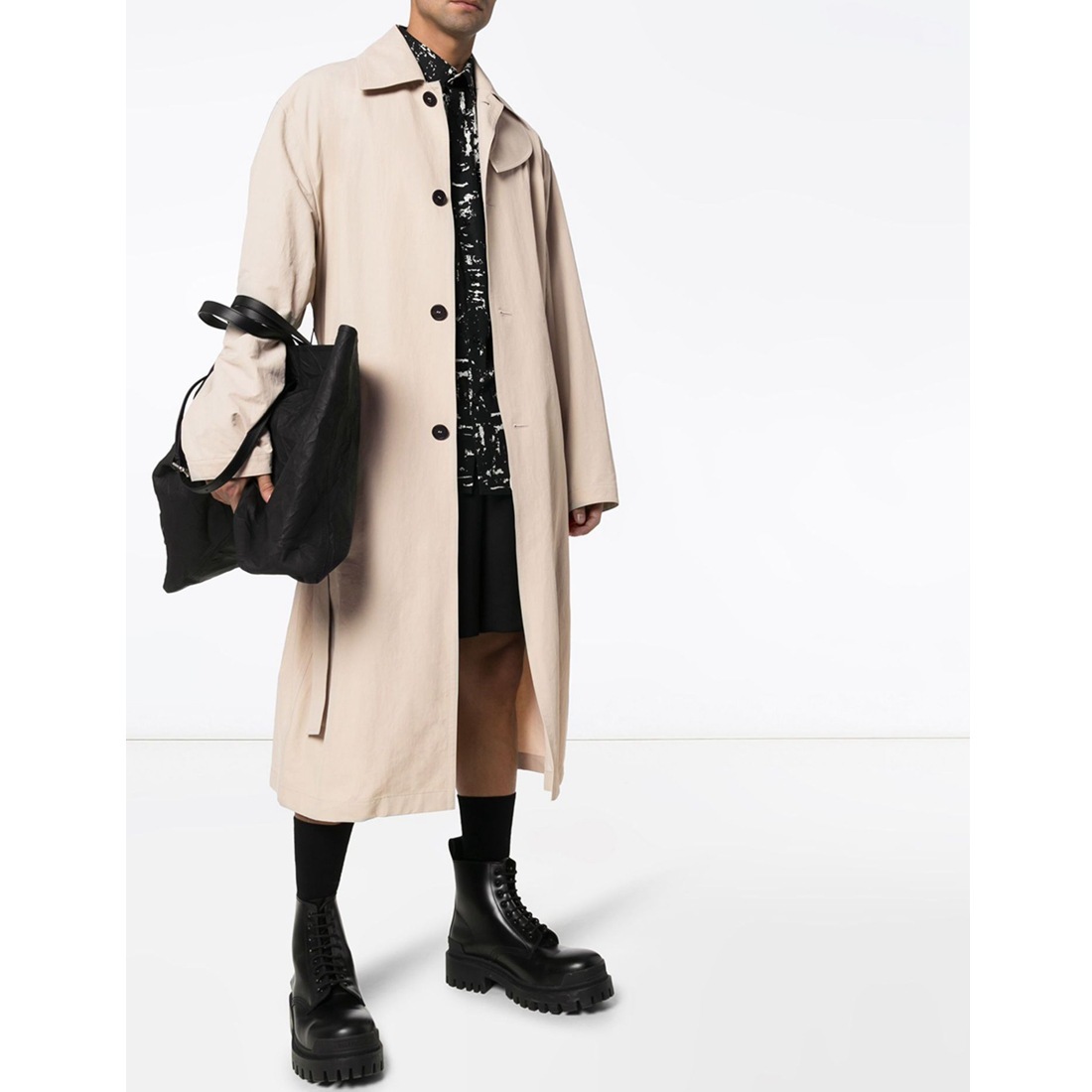 秋冬新作メンズウインドブレーカーヨーロピアンサイズ大きいサイズ無地ゆったりロングウインドブレーカーシンプルメンズジャケットラペルコート