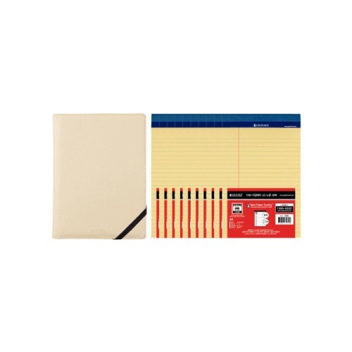 オックスフォードリーガルパッドA5イエロー40枚10巻セット+ビーズバインダーA5 1個 - ベージュ切り取りノートメモ手書きフレーズ